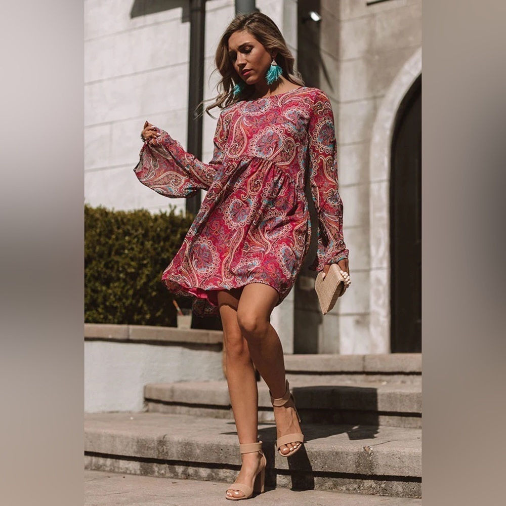 Adrienne Paisley Print Boho Dress Sz Small - Picture 1 of 14
